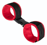 Красно-черные велюровые наручники Anonymo (Цвет: красный с черным)