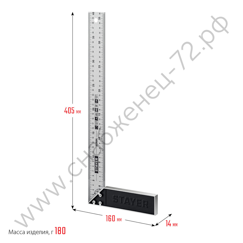 STAYER 400 мм, столярный угольник, Professional (3431-40)