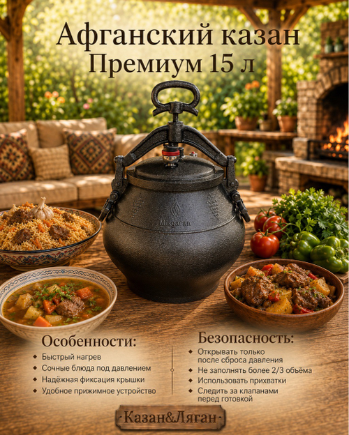 Афганский казан 15л черный Премиум MG