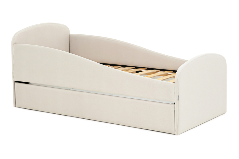 Детская мягкая кровать с ящиком Бельмарко Letmo ванильный велюр