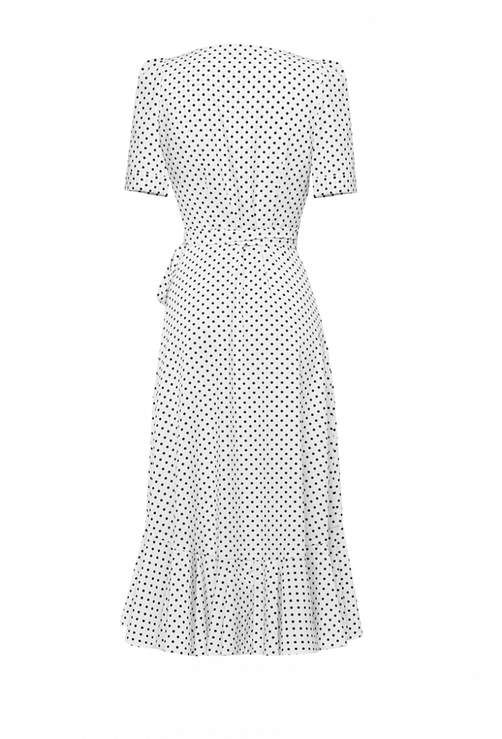 Платье белое в мелкий горох облегающее с запахом 07-01-21SS