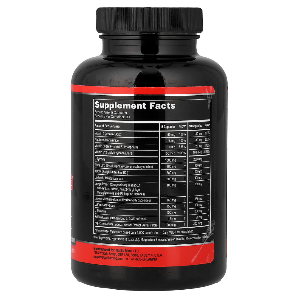 Gorilla Mind, улучшенная ноотропная формула, 150 капсул