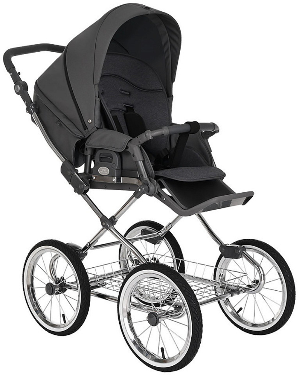 Детская коляска Roan Bass Next Classic d14 3 в 1 с автокреслом Avionaut Silver Black RCL253/1 Steel Grey