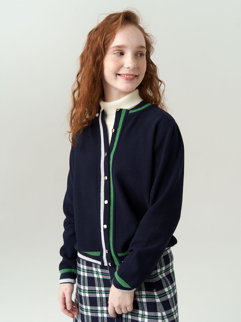 Кардиган бомбер для девочки AT1025 синий