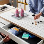 Письменный стол с ящиком - IKEA MICKE, 105x50 см,  белый антрацит, МИККЕ ИКЕА