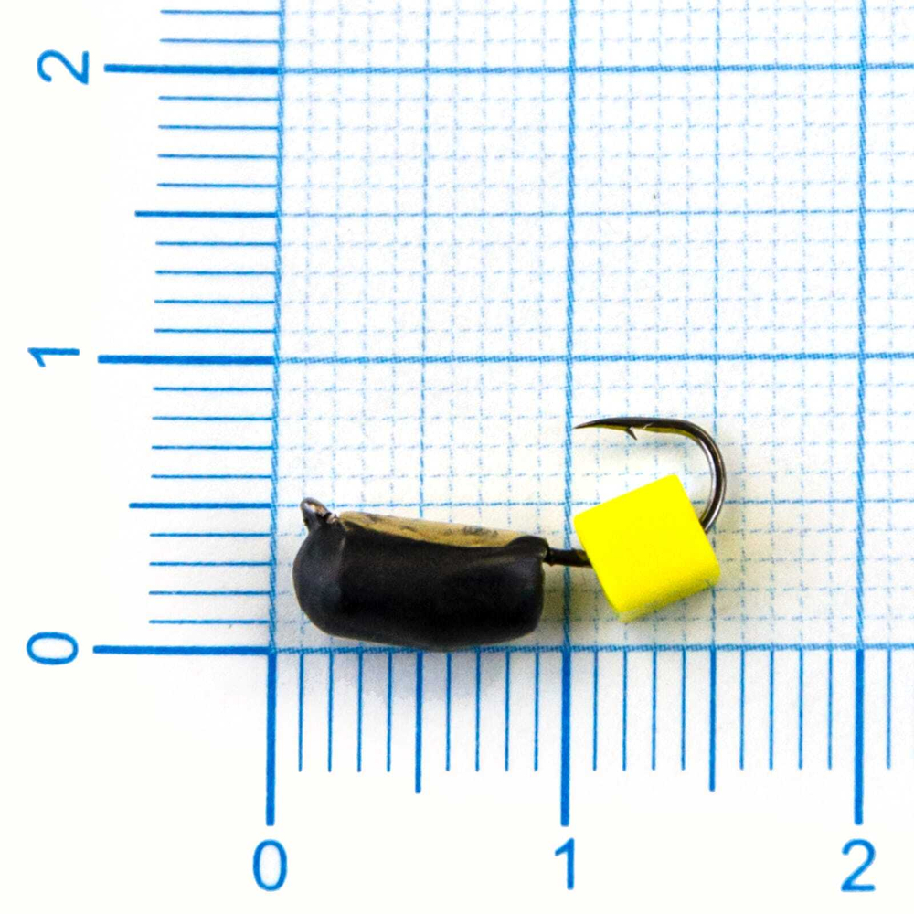 Мормышка Владимирская 343 "Гвоздик с желтым кубиком", с коронкой, 4мм, 1.6гр (10шт/уп)