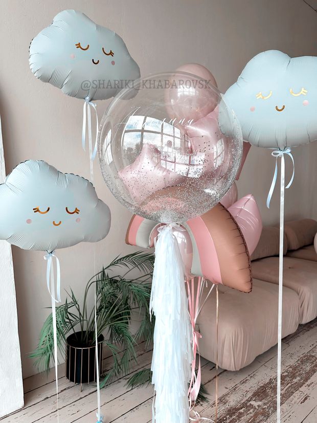 Воздушные шары на выписку для девочки №8104
