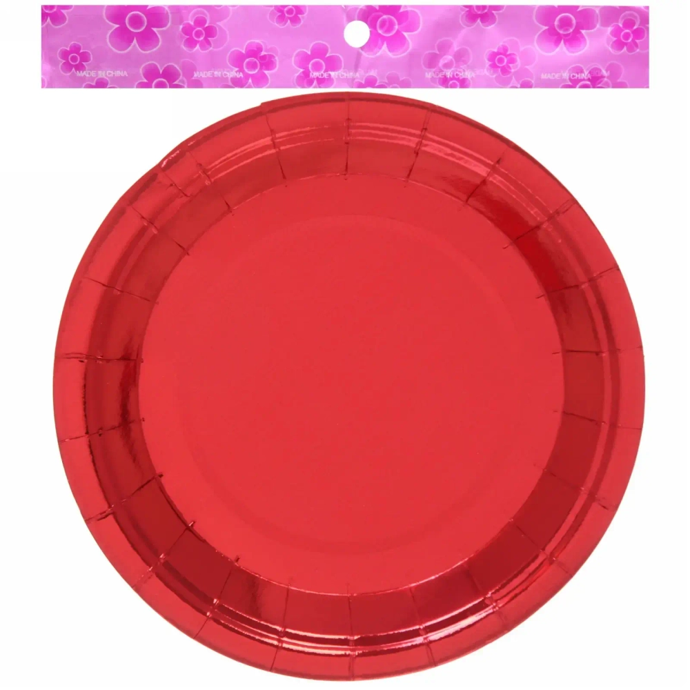 Тарелка бумажная 18 см в наборе 10 шт «Диско», Красный