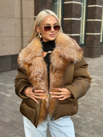 Пуховик с мехом лисы «огневки»  50см