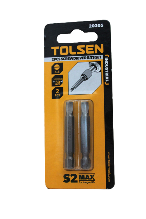Набор односторонних бит TOLSEN "INDUSTRIAL" 1/4" SL5.5х0.8х50мм 2шт. 20305