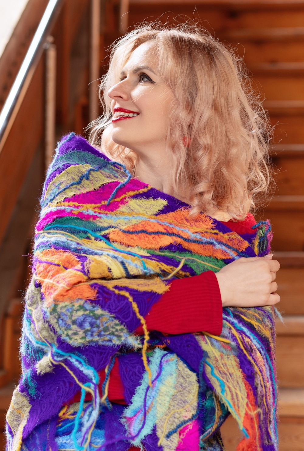 Шаль "Перо Жар-Птицы лиловый"