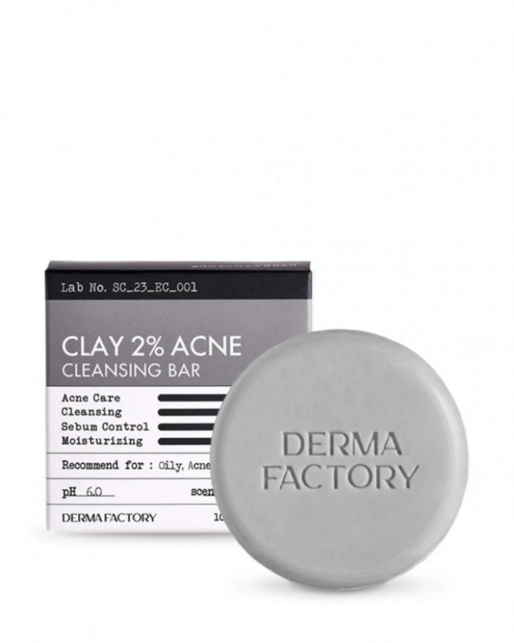 Derma Factory CLAY 2% ACNE CLEANSING BAR Очищающее мыло для жирной и проблемной кожи 100г