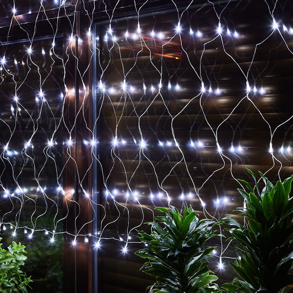 ULD-N1515-96-STK WHITE IP44 Сетка светодиодная со статическим свечением. 1.5х1.5м. Соединяемая. 96 светодиодов. Белый свет. Провод прозрачный. TM Uniel