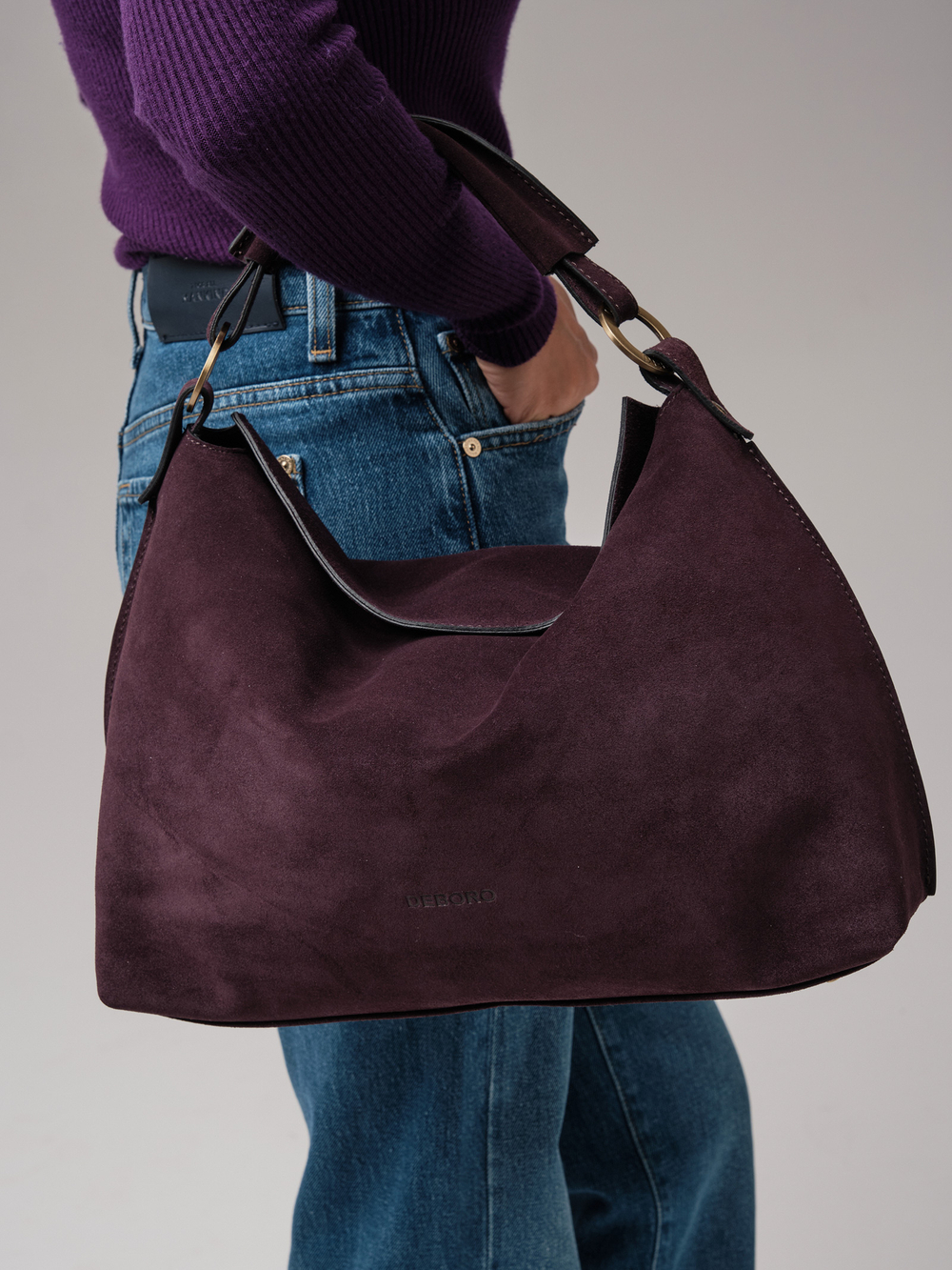 Замшевая сумка хобо Deboro 30900 сливовый
