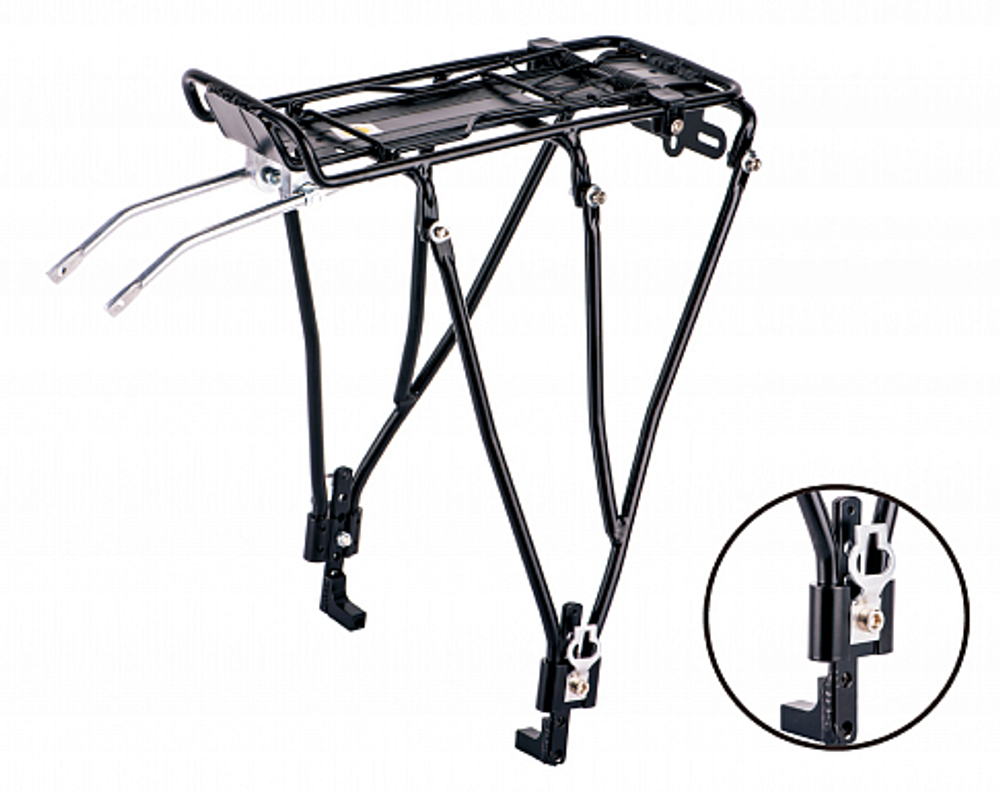 Багажник 24"-28" BLF-H28 STELS регулируемый алюминиевый чёрный под дисковый тормоз