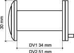 Глазок дверной, пластиковая оптика DV1, 16/35х60 GP Золото