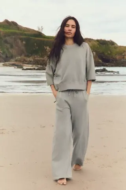 ZARA БРЮКИ С ЛИНЯЛЫМ ЭФФЕКТОМ, СЕРО-СИНИЙ