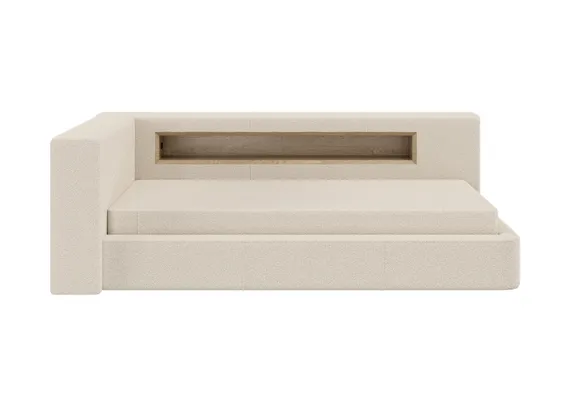 Диван-кровать Cube c нишей L (молочный, букле)