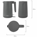 Чайник электрический с двойными стенками SONNEN KT-8719G, 1,5 л, 2200 Вт, графитовый, 454693
