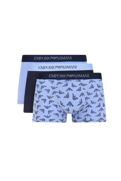Трусики-боксеры 3шт. Emporio Armani - голубой(111625 4R722)