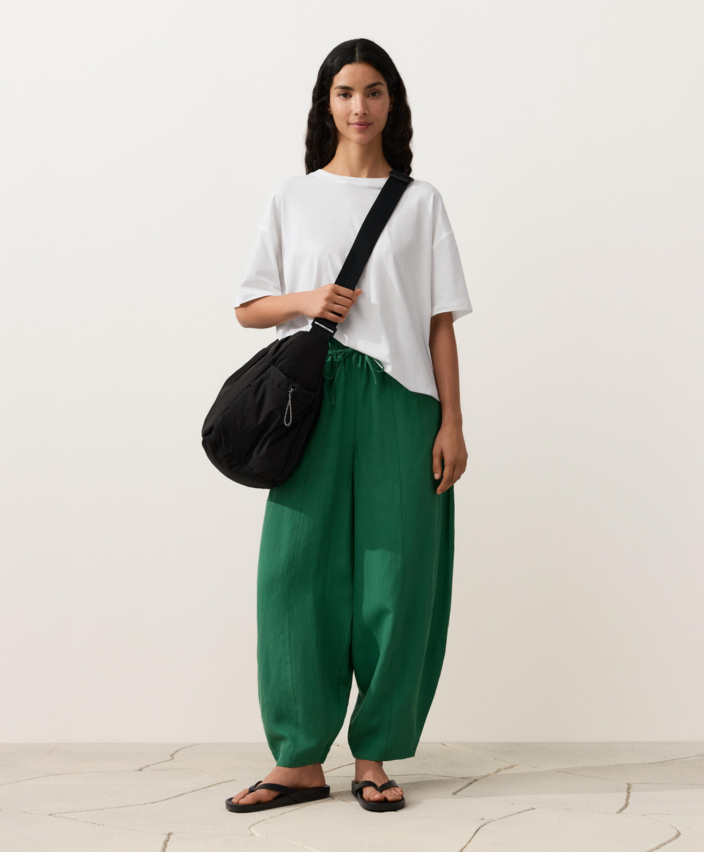 OYSHO Брюки-баллоны из смеси лиоцелла и 24% льна со швами, изумрудно-зеленый