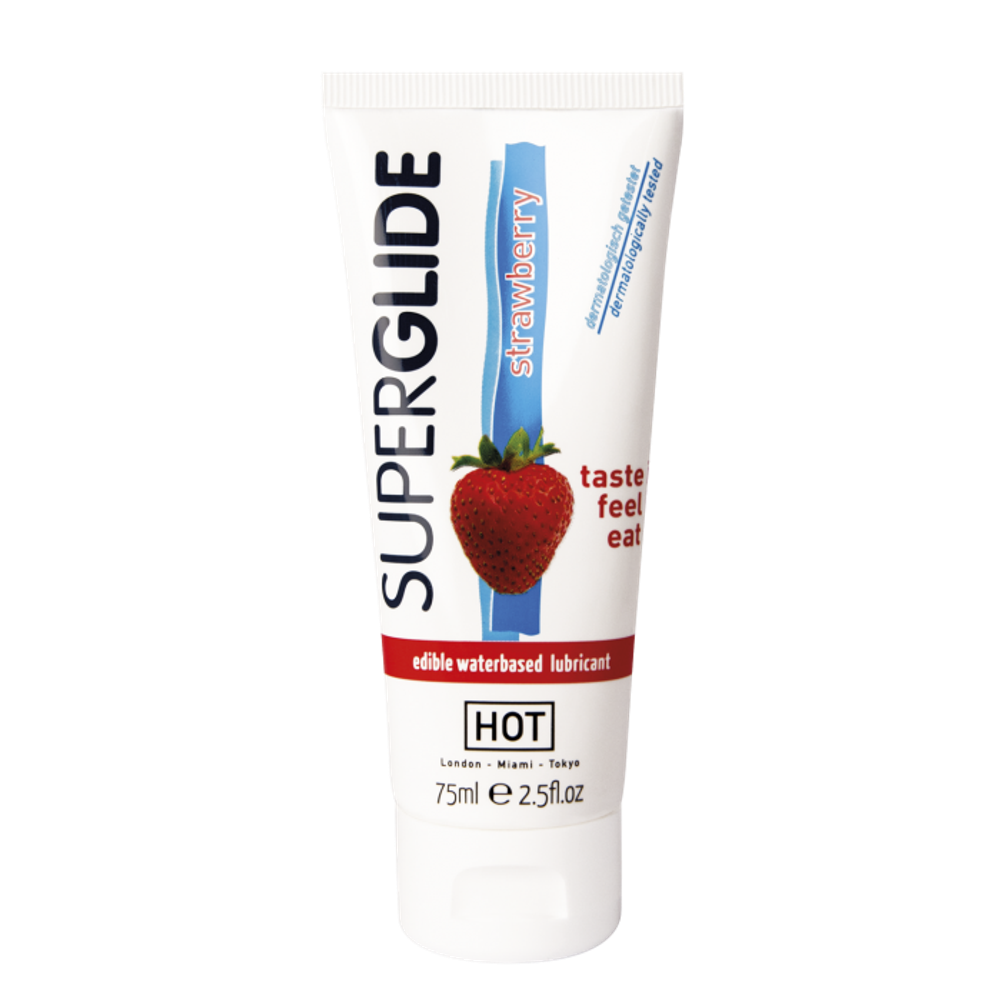 HOT Superglide - Смазка съедобная на водной основе со вкусом клубники, 75мл