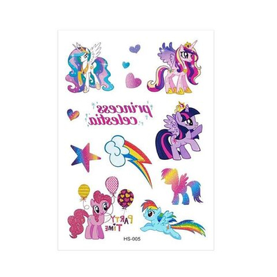 Временные татуировки для детей водостойкие с блёстками "Радужные пони"