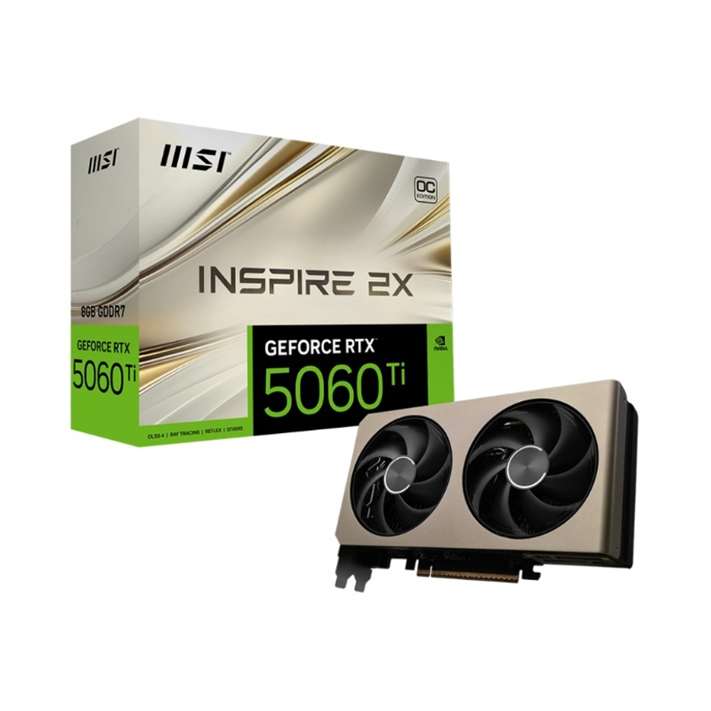 Видеокарта MSI GeForce RTX™ 5060 Ti 8G GDDR7 INSPIRE 2X OC 128-bit, 2632 МГц