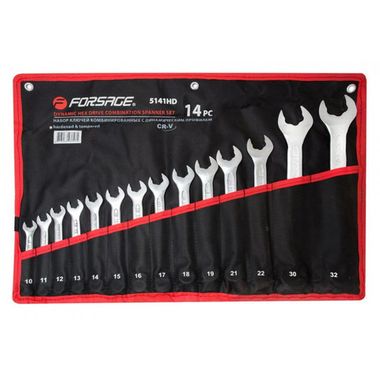 Ключи комбинированные Forsage с динамическим профилем, набор 14пр. (10-19, 21, 22, 30, 32мм) 5141HD