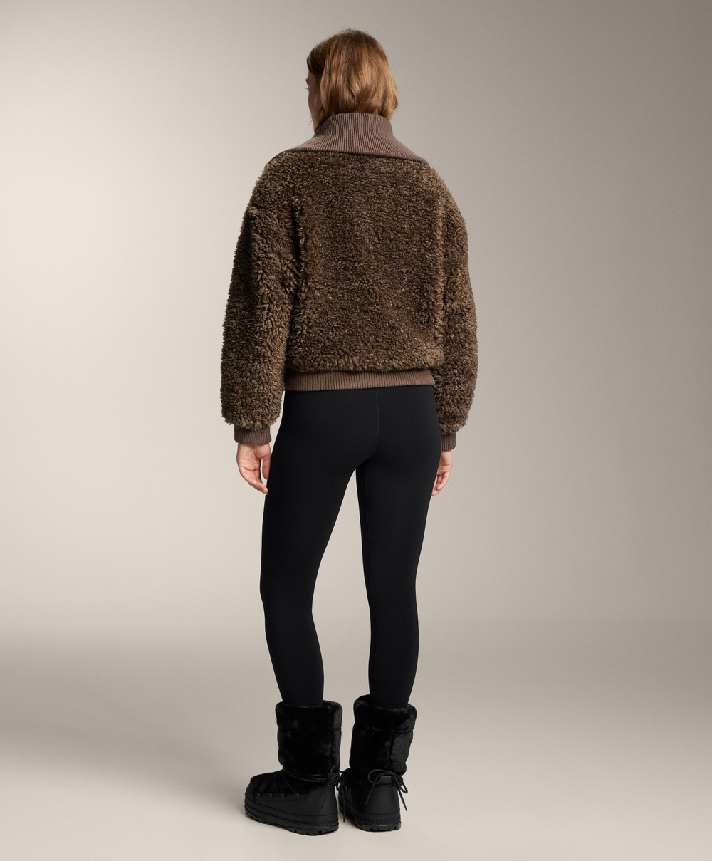 Oysho Куртка из искусственной овчины с текстурой, табачный