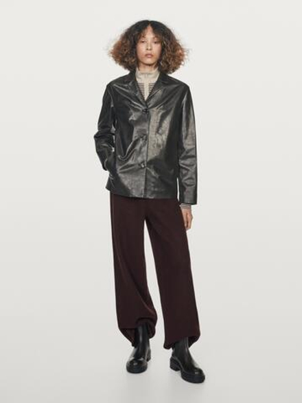 Massimo Dutti Прямые брюки из смесовой шерсти, коричневый