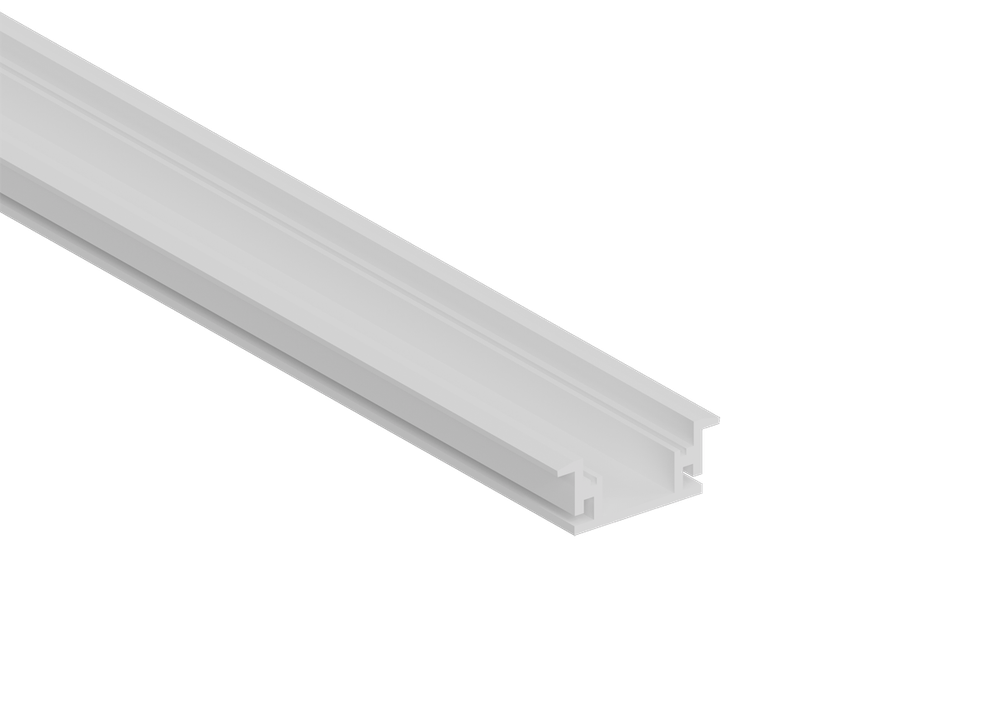 Врезной алюминиевый профиль в пол,   27х11х2000. Цвет: Белый матовый,  RAL9003, Серия:DN8ALE