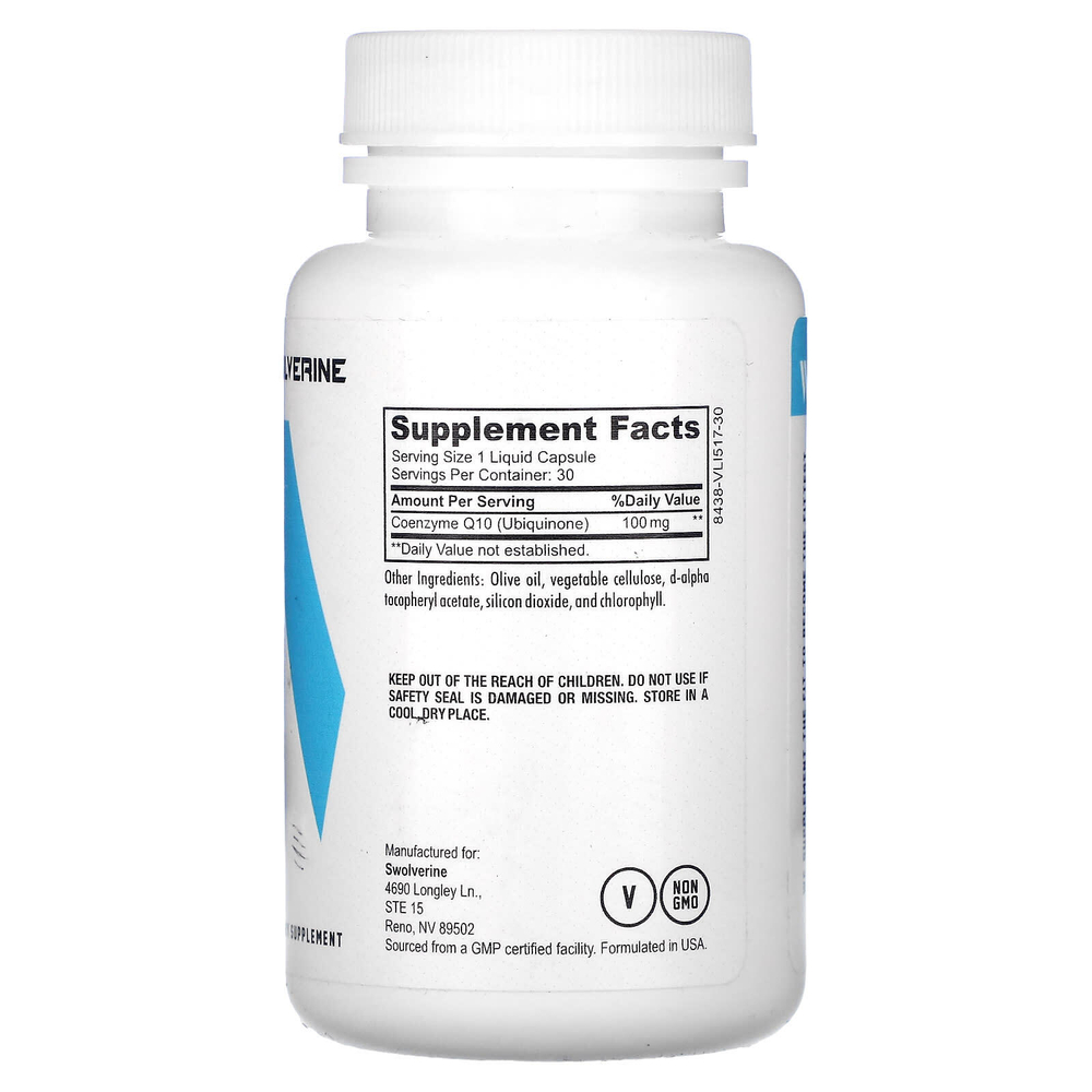 Swolverine, CoQ10, 30 капсул (100 мг)