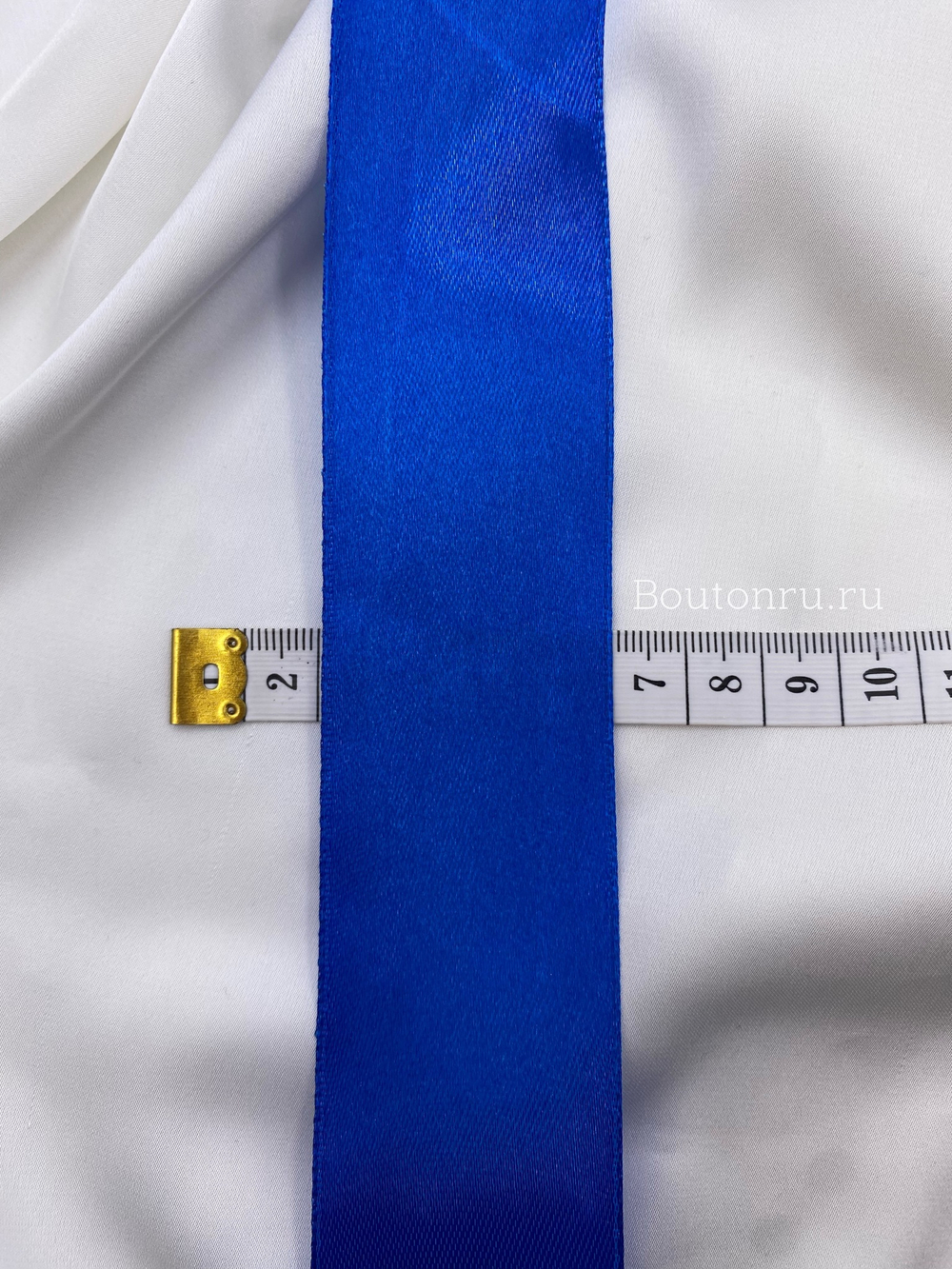 Лента атласная синяя 4 см