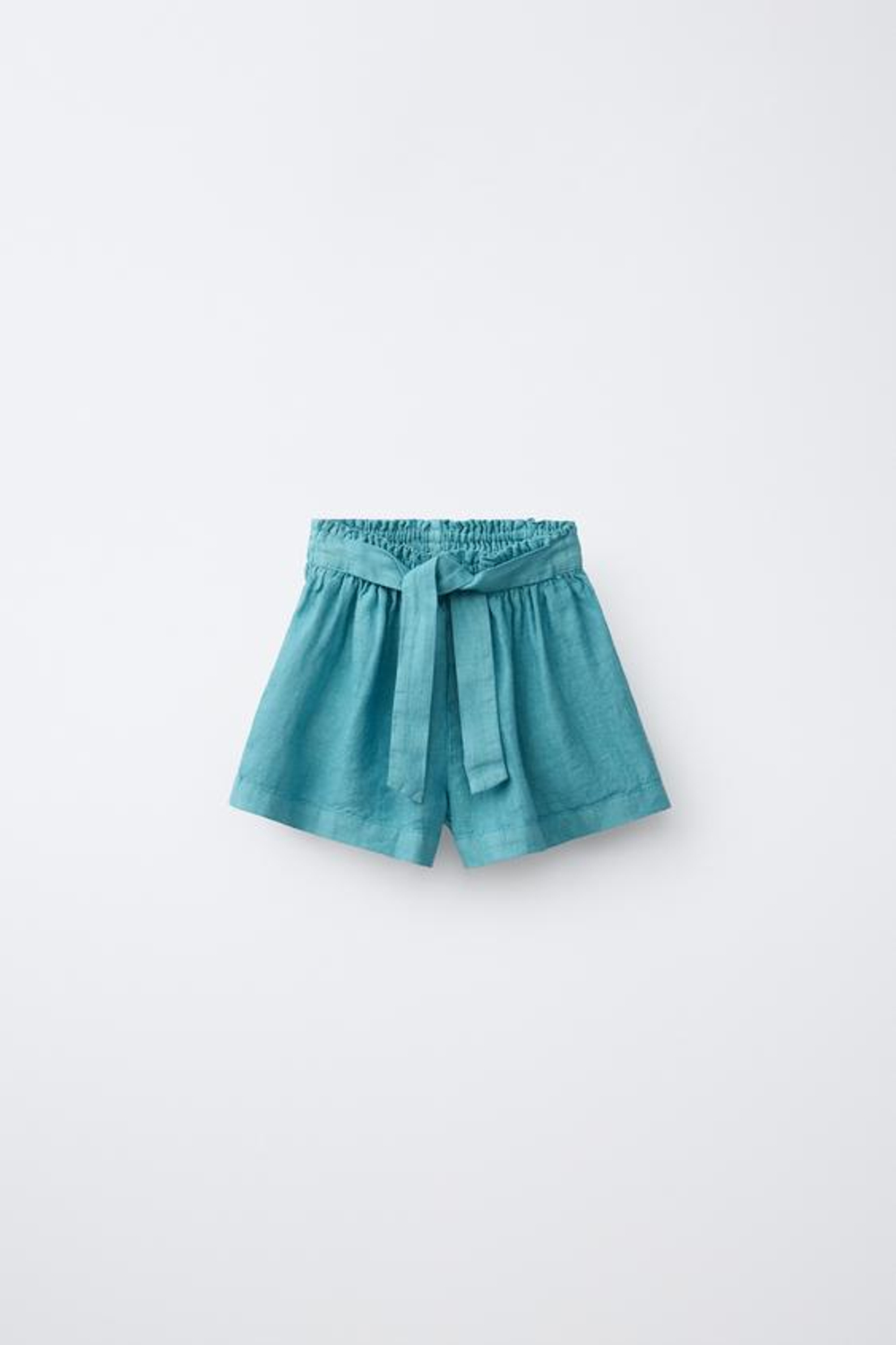 ZARA БЕРМУДЫ ИЗ 100% ЛЬНА, ГОЛУБОЙ
