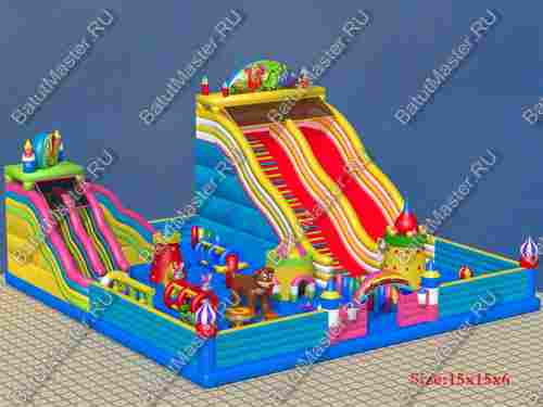 Большая площадка с высокой горкой "Дино-городок", 15*15*6 м