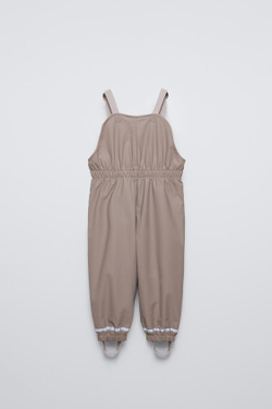 ZARA ПРОРЕЗИНЕННЫЙ КОМБИНЕЗОН WATER RESISTANT, СЕРОВАТО-КОРИЧНЕВЫЙ