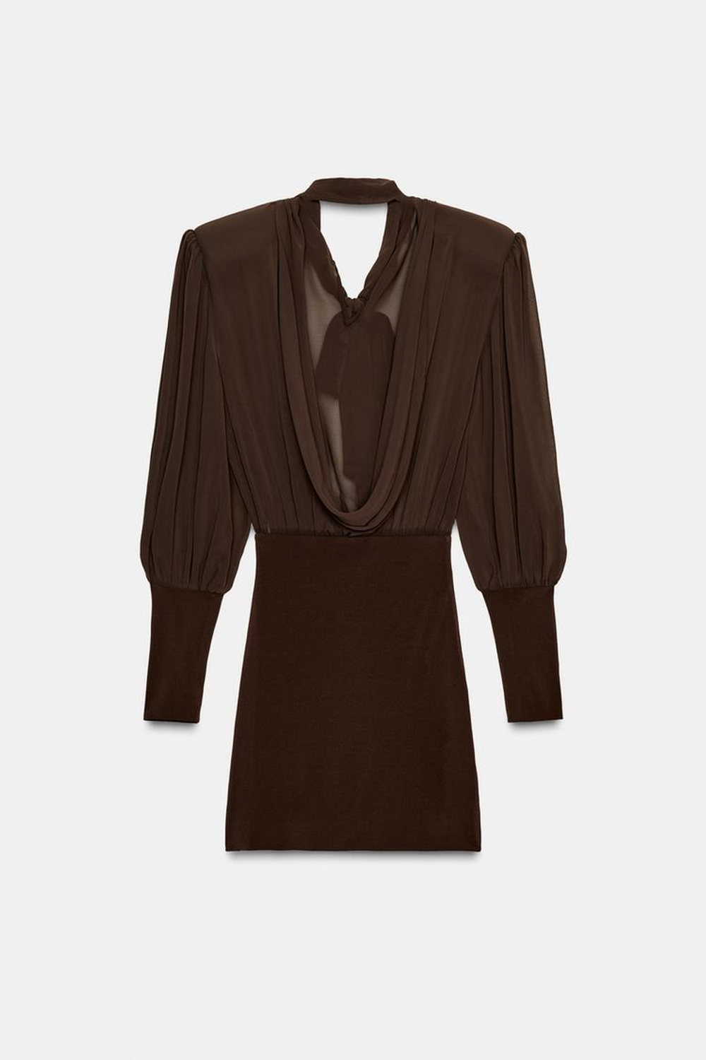 ZARA КОРОТКОЕ КОМБИНИРОВАННОЕ ПЛАТЬЕ, КОРИЧНЕВЫЙ