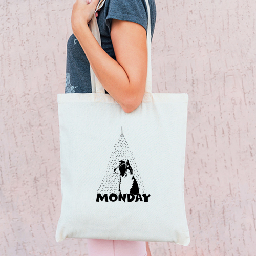 Тканевая сумка "Бордер Колли в понедельник"
