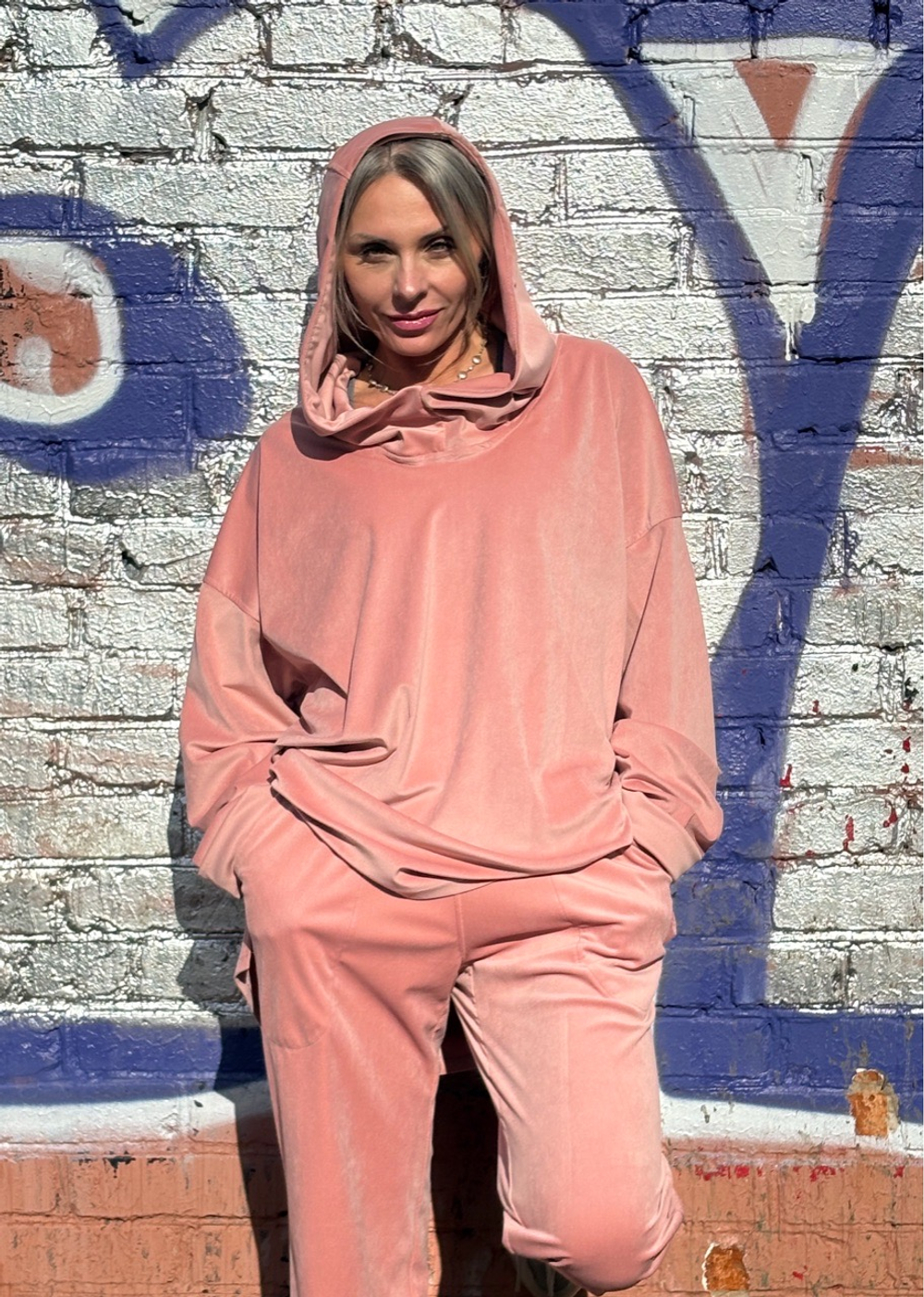 Худи / микро вельвет / пудра