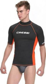 Гидрофутболка-рашгард Cressi Rash Guard с коротким рукавом черно-оранжевая