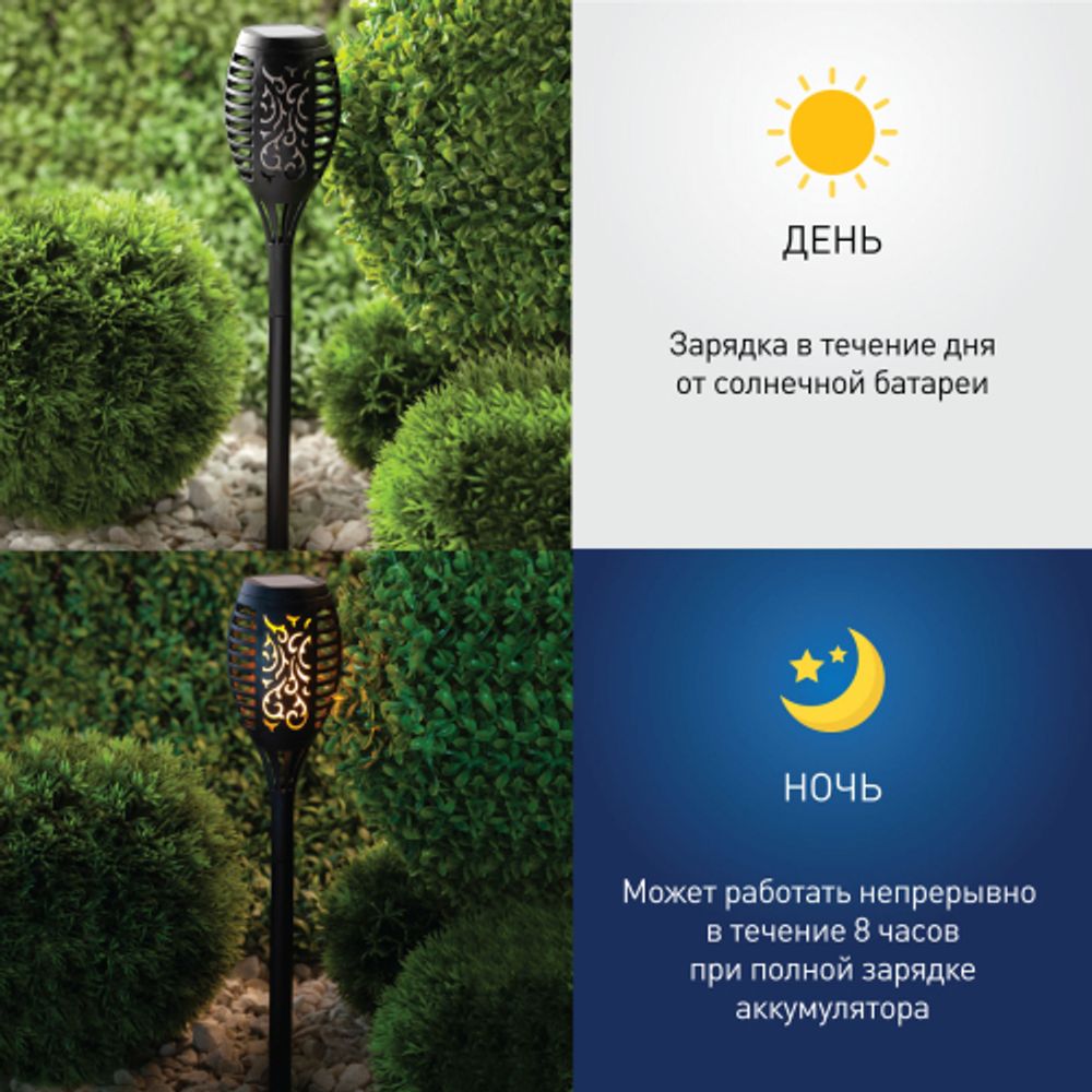 Светильник уличный ЭРА ERASF020-33 Факел на солнечной батарее 49,5 см