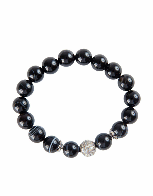 Браслет с натуральными камнями черный агат