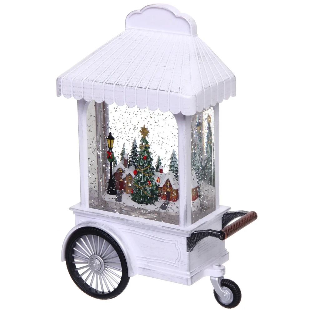 Сувенир с подсветкой «Волшебство» 14*7.7*22 см (8 мелодий, USB + батарейки, подсветка, парящий снег), Белый