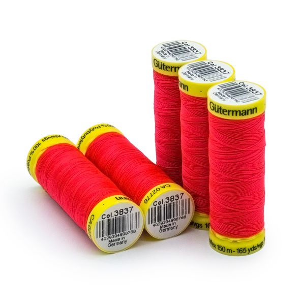 Нитки для трикотажа Gutermann Maraflex 120 (150 метров), 5 кат. | 3837 неоновый розовый