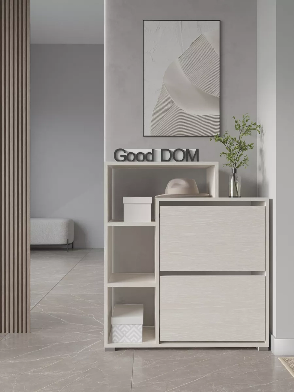 Обувница в прихожую тумба закрытая с полками