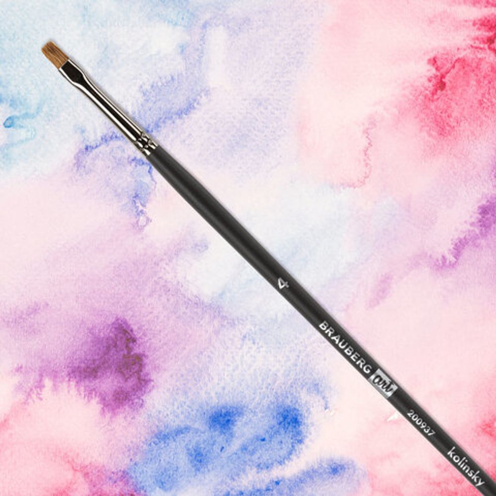 Кисть художественная проф. BRAUBERG ART CLASSIC, колонок, плоская, № 4, длинная ручка, 200937