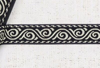 Тесьма жаккард, ш. 3,4 см, чёрный/светлое золото