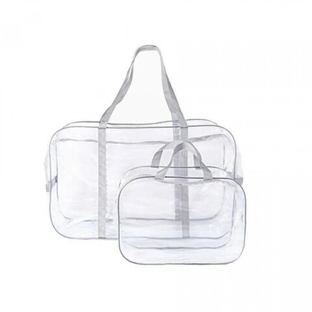 Сумка в роддом набор 2 шт "Комфорт" прозрачный ПВХ (серый)