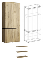 Шкаф 2х. створчатый Ультра серый крафт/дуб приморский + полки